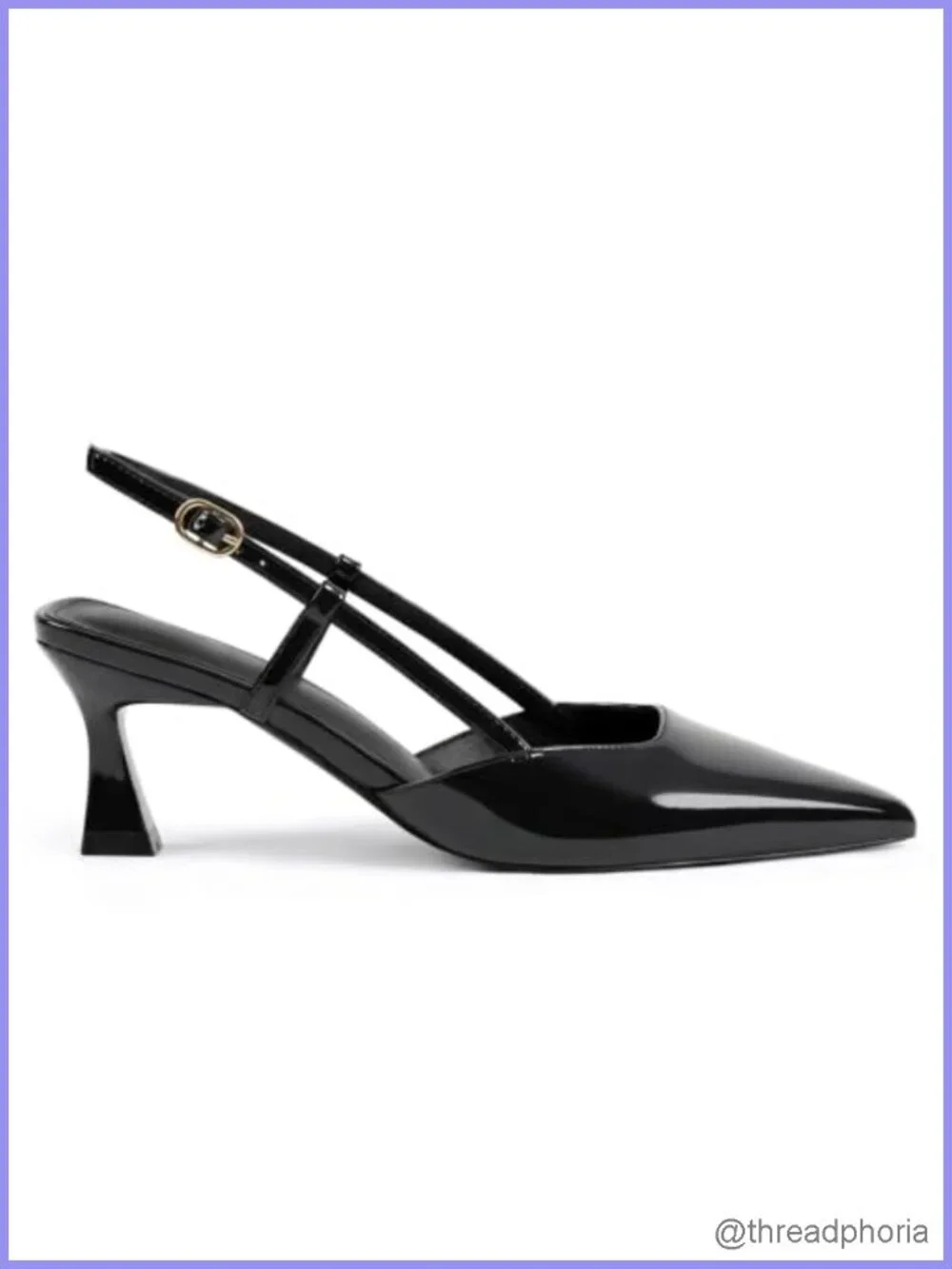 Kitten Heels Slingback Closed Pointed Toe Stiletto Pumps Patent Leather